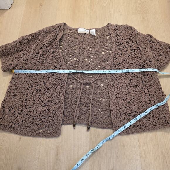 Alfred Dunner Crochet Granola Girl Cottagecore Y2K Short Sleeve Cardigan Size 2X - Picture 4 of 5